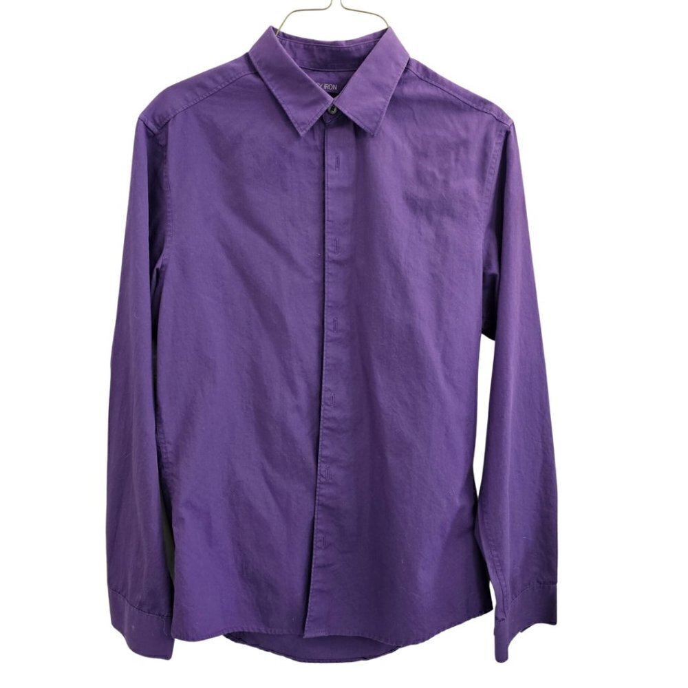 H&M Men's Long Sleeve Dress Shirt, Size Small, Purple, Easy Iron